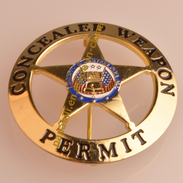 Gold Enamel Concealed Weapon Permit Badge