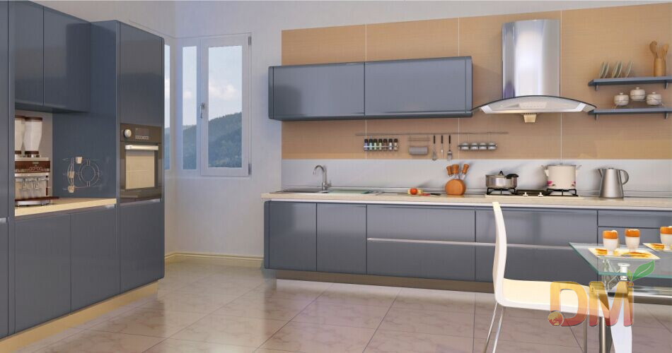 Lacquer Bake Paint Grey Kitchen Cabinets