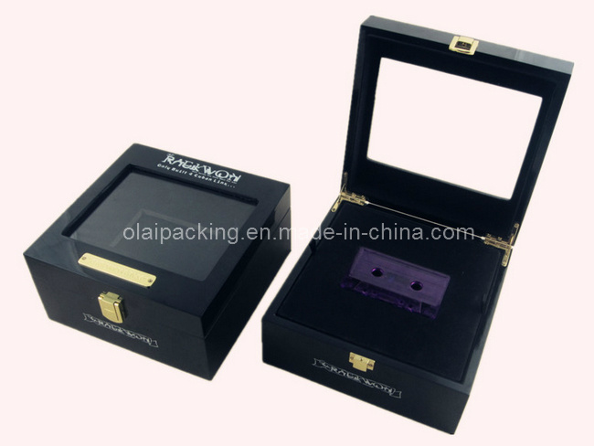 High-Glossy Black Wooden Cassette/CD/DVD Box (LLCDH08)