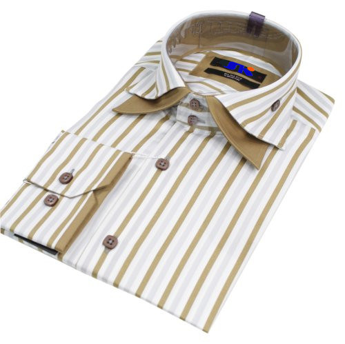 Men's Business Long Sleeve Stripe Double Collar Shirt