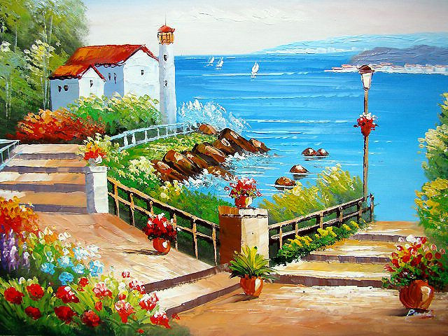 Impression Sea Landscape Oil Painting for Home Decoration (LH-326000)