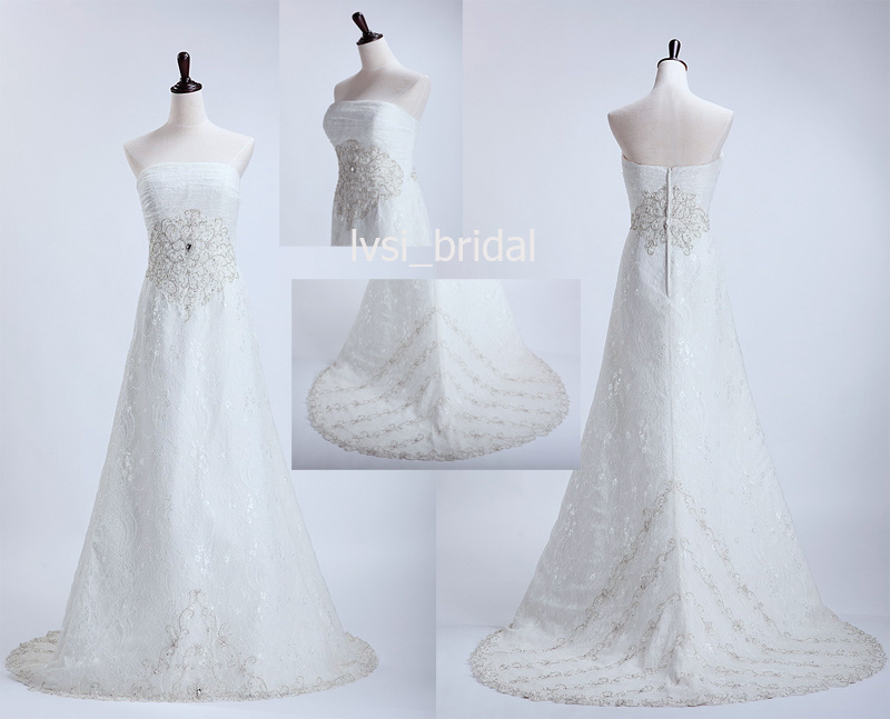A-Line Wedding Dress & Lace Wedding Gown & Beading Bridal Dress (LV1312)