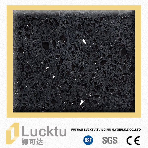 Polished Black Crystal Artificial Quartz Stone