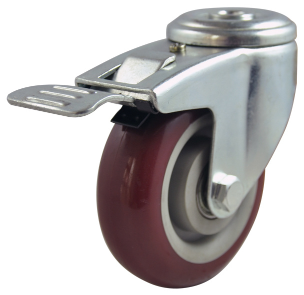 Medium Duty Bolt Hole PU Caster Wheel for Trolley