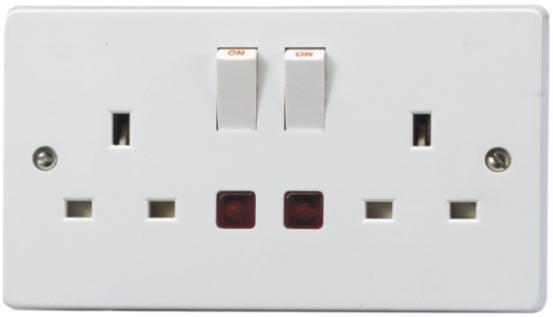 Double 13A Switch Socket+Neon