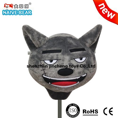 Removable Head Gray Wolf Moving Plush Toy/ Battery Animal Ride for Child