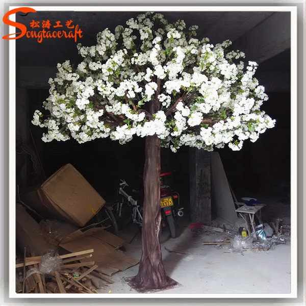 Garden Decoration Artificial Plastic White Cherry Blossom Tree