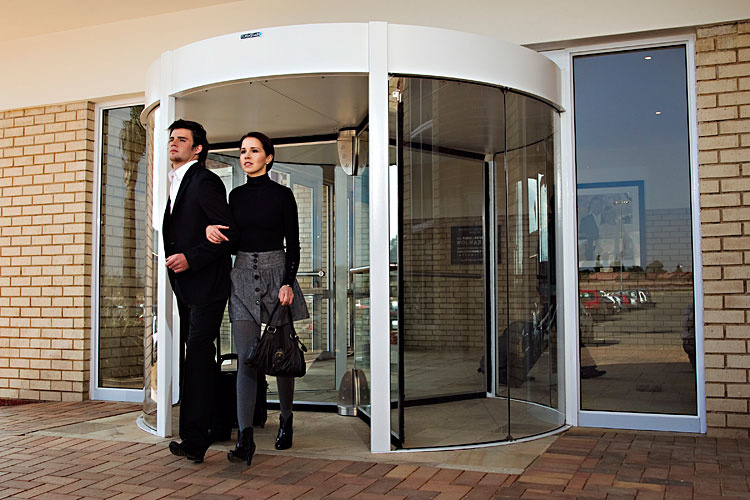 Automatic Revolving Door, 3-Wing, Lenze Motor, Siemens Frequency Invertor, Aluminum Frame Stainless Steel Cladding, Disabled Switch