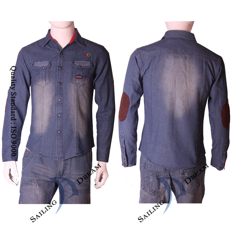Boy's Shirt, Long Sleeve Men's Jeans Shirt (S1340)