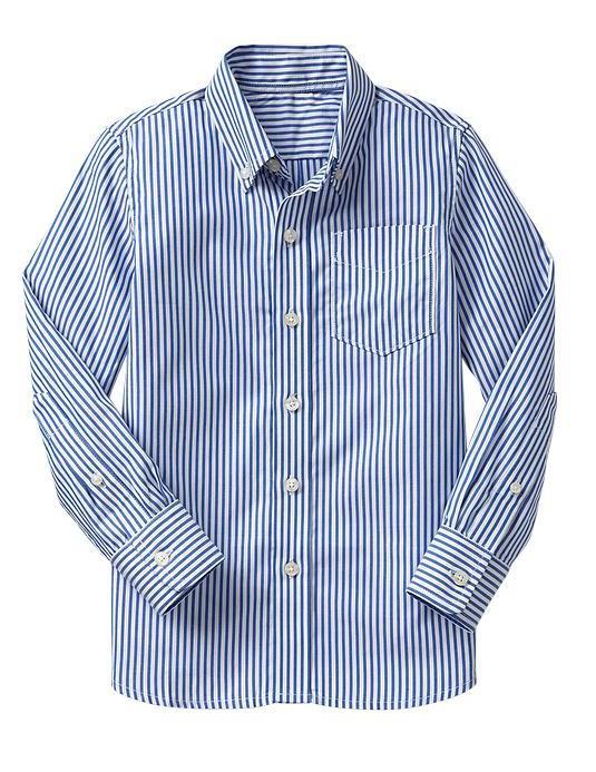 Men's Long Sleeve Button Down Collar Cotton Stripe Casual Shirt