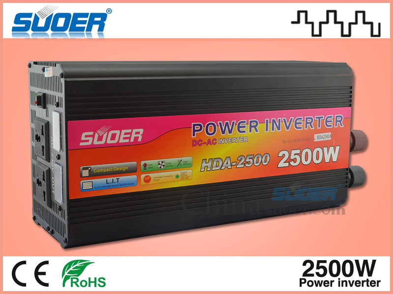 Suoer 2500W 24V DC to AC Power Inverter with CE&RoHS (HDA-2500A)