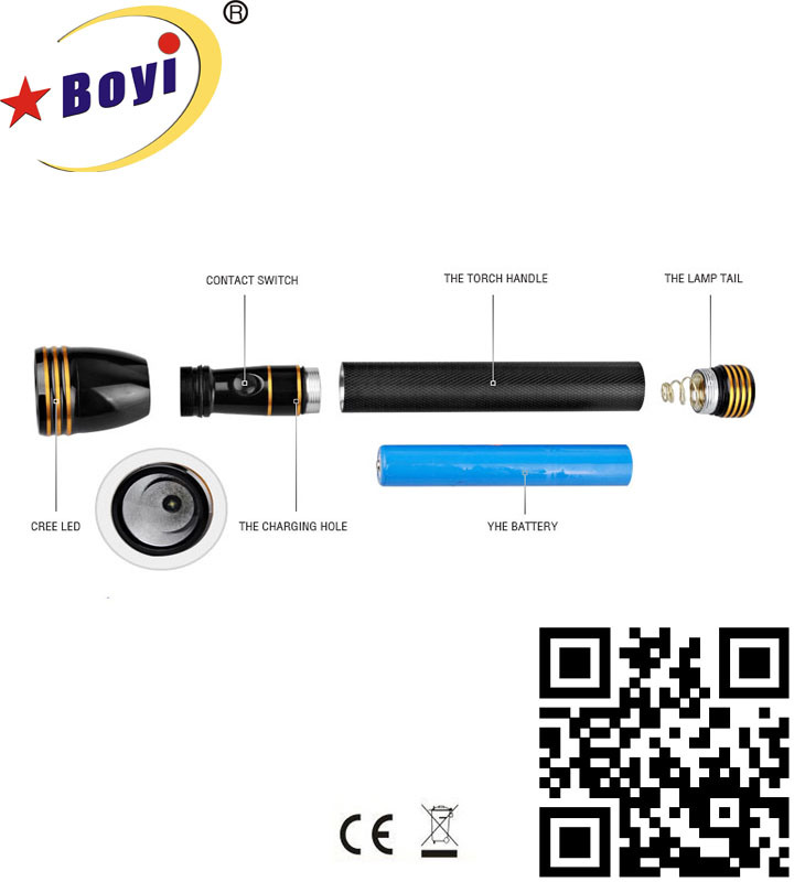 Rechargeable 3W CREE LED Aluminium Metal Torch