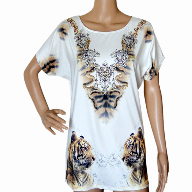 Women Clothes Tiger Fashion Digital Printed T-Shirt (HT7031)