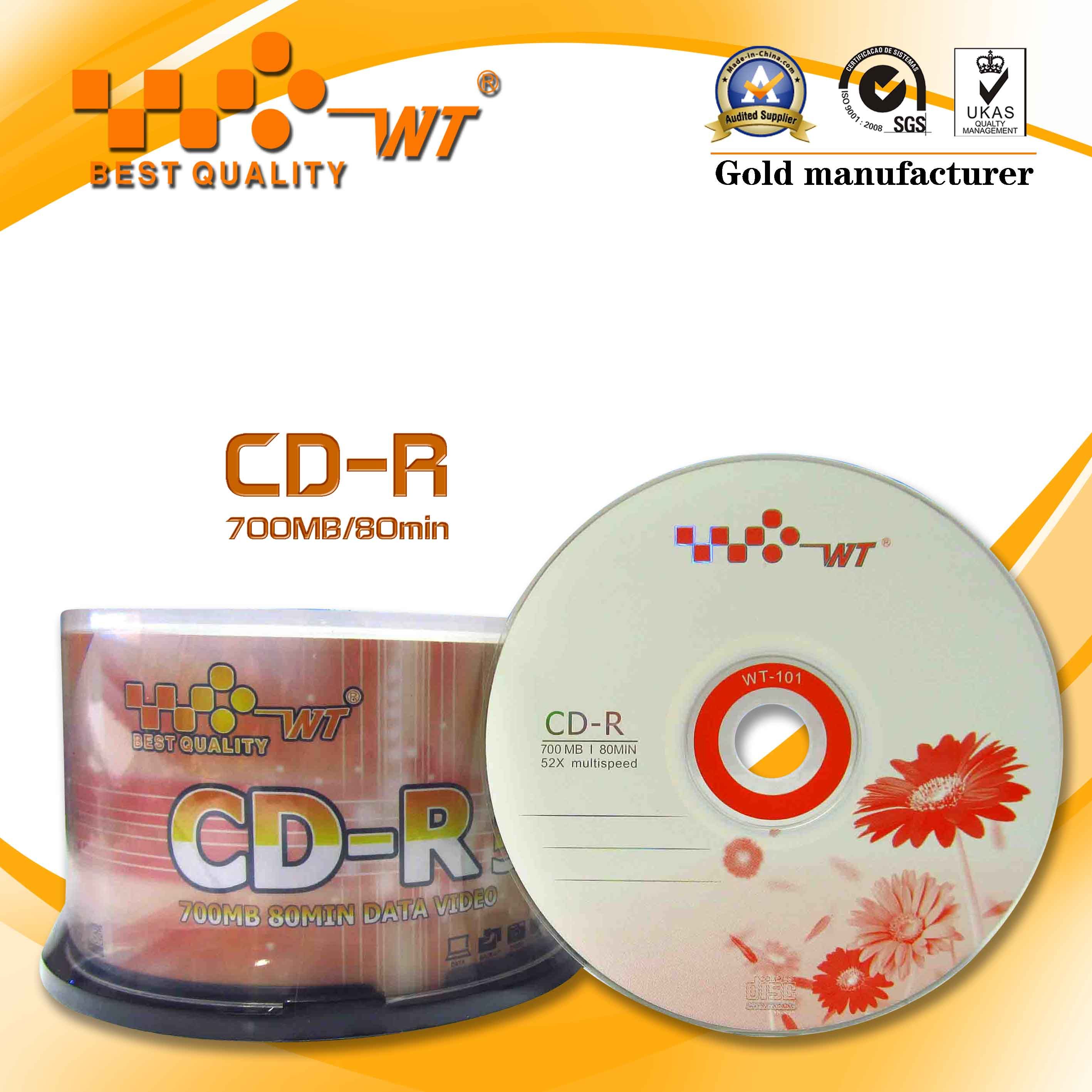 Recordable CD 700MB/52x/80min Colorful Printing (WT CD-R silk print 004)