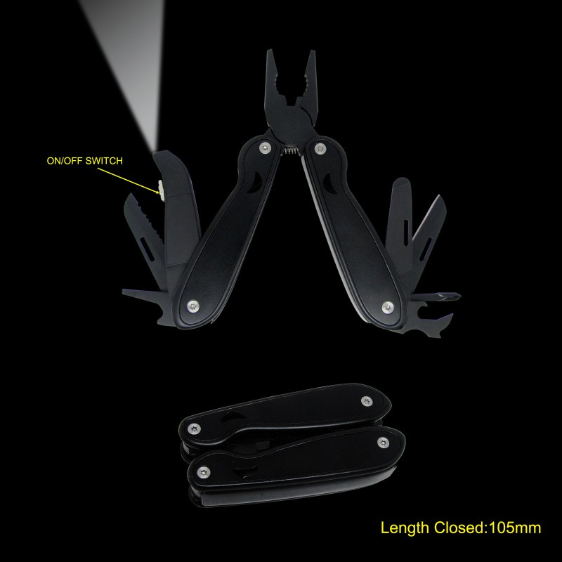 Multi-Tools with Anodized Aluminum Handle & LED Flashlight (#8220B)