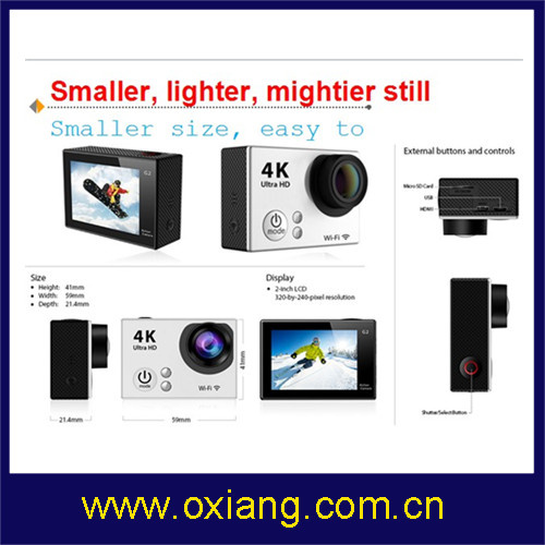 1080P 60fps WiFi 4k Sport Camera Same Size as Gopro Hero4