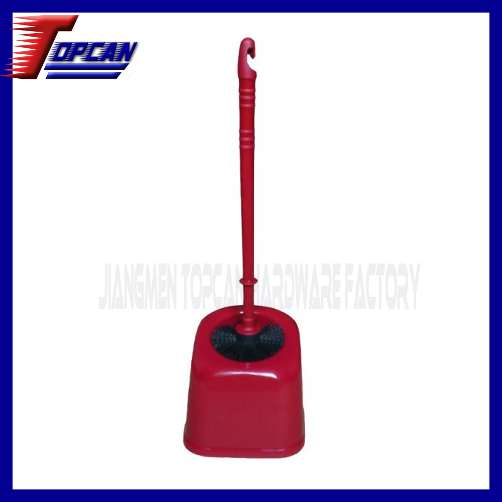 Red Plastic Cleaning Toilet Brush with Brush Holder, Bathroom Sets (TCZT-C11)