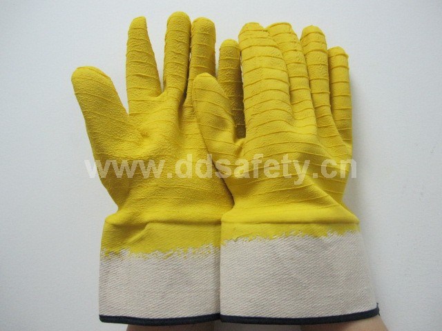 Cotton Gloves Yellow Latex Fully Coated (DCL412)