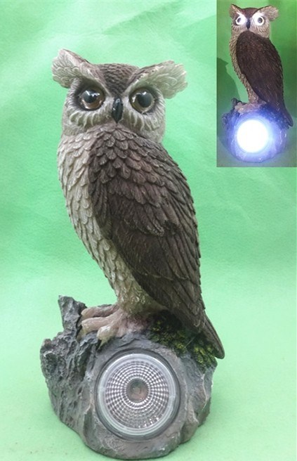 Polyresin Owl Solar Light Garden Decoration