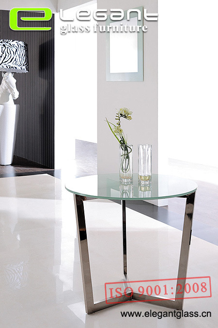 2015 Small Round Coffee Table with Sandblasting Glass Top