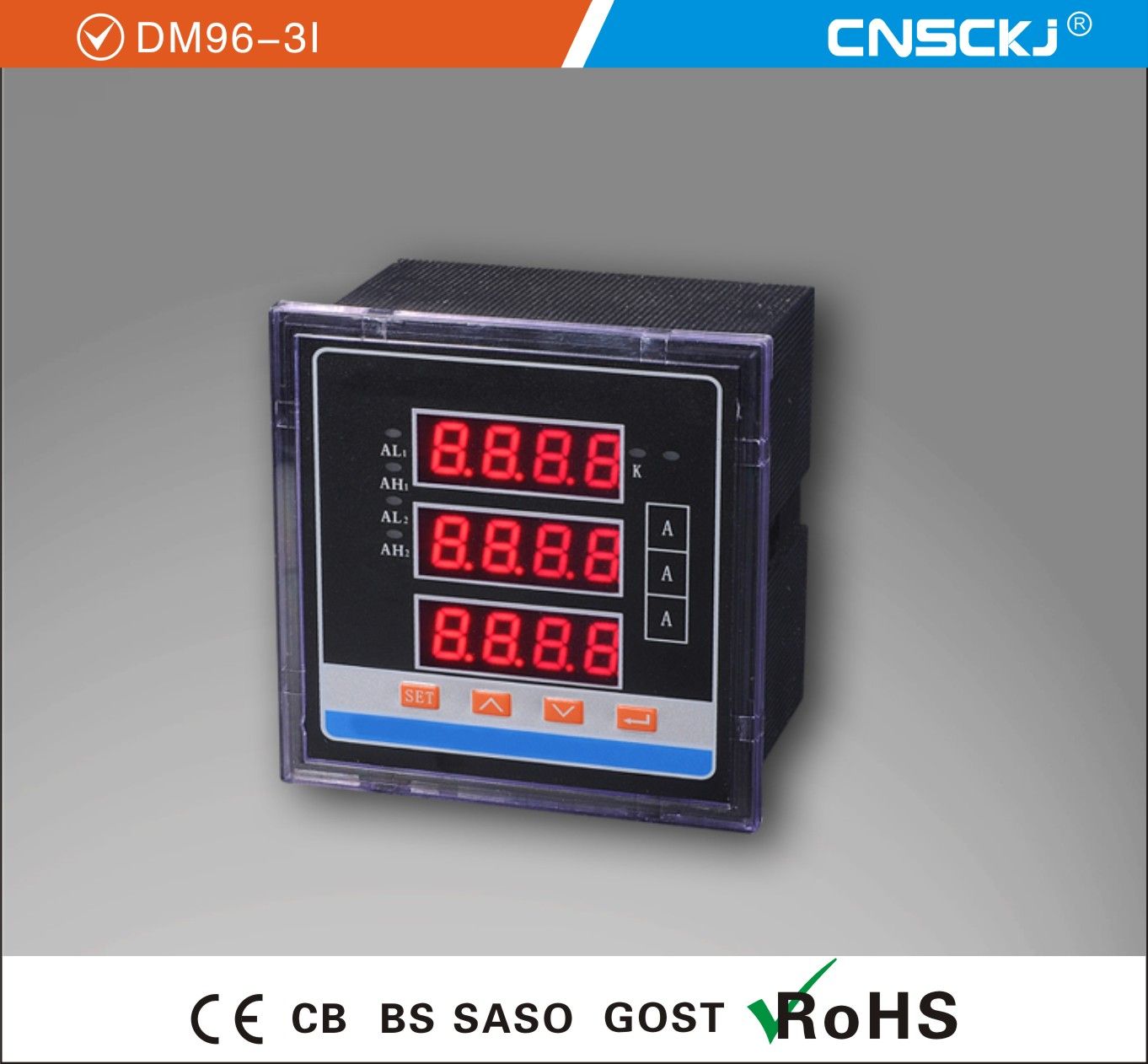 Digital Three Phase AC Ammeter Dm96-3I Amper Logger Meter