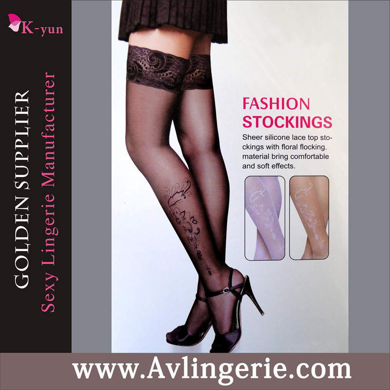 Women's Lace Top Sheer Thigh High Silk Stockings (WZ01-014)