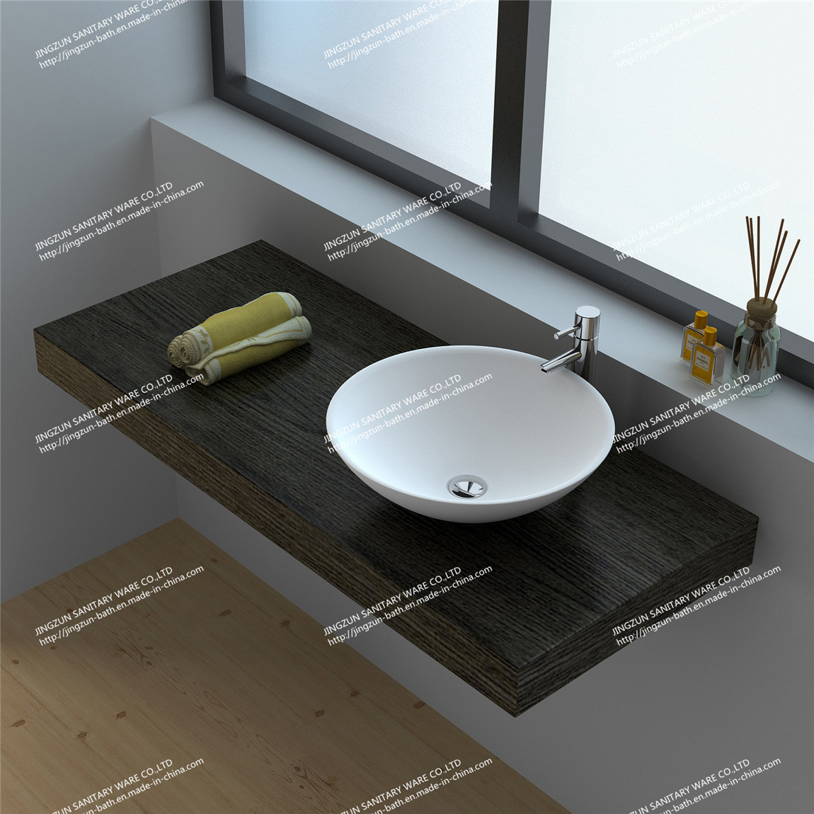 Modern Design Stone Resin Bathroom Mineral Basin/Sink (JZ9063)