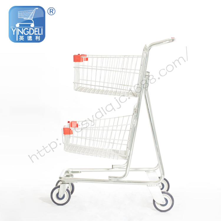 Ydl Double Layer Shopping Cart for Supermarket Shopping Trolley