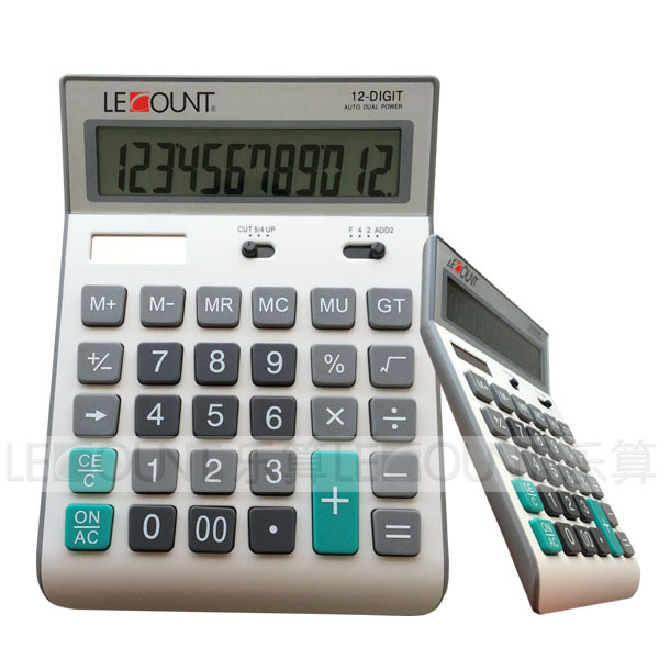 12 Digits Dual Power Large Desktop Calculator with Tilted Acrylic Screen and Rounding Selection and Decimal Selection (LC217A)