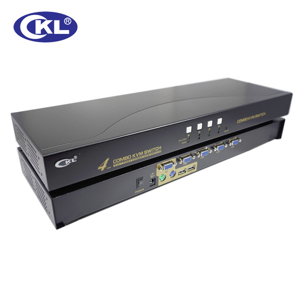 Ckl 4 Ports 4 in 1 out Combo USB&PS2 VGA Kvm Switch with 4 PCS Cables