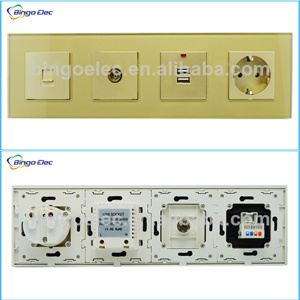 Top Quality Hotel Sockets, EU Standard Four 4 Gang Socket, Modular Socket Free Matching
