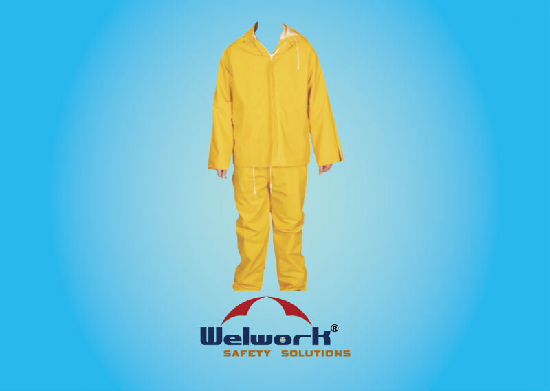 100% Waterproof Jacket Pant PVC Polyester Hooded S-Xxxl Raincoat Rainsuits