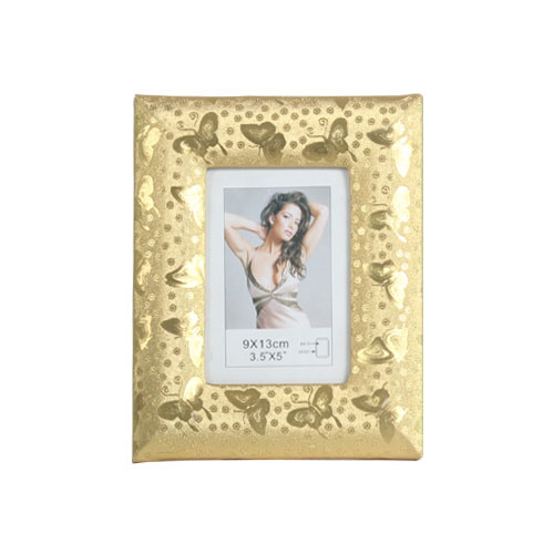 Antique Photo Frame/MDF Photo Frame with Golden Butterfly Leather Paper (4*6'')