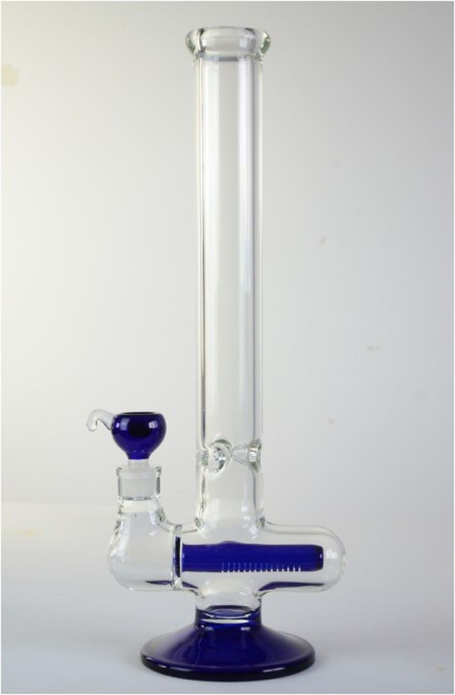 Glass Pipe Glass Smoking Pipe with Ice Pinch Inline Diffuser 18 Inches High (GB-048)