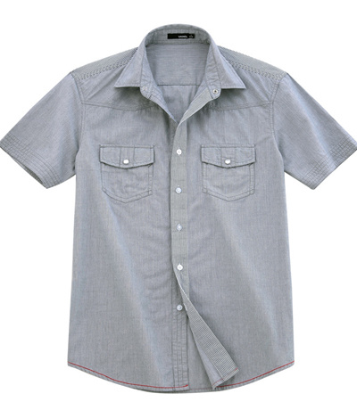 Men's Short Sleeve Double Pocket and Flap Casual Shirt