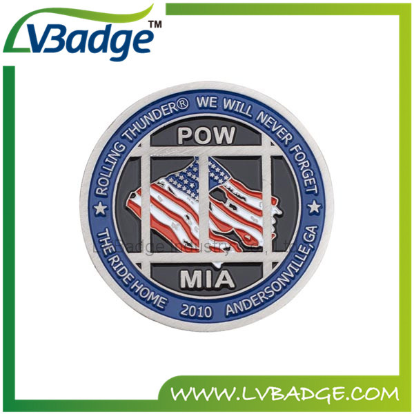 Custom Make Matt Nickel Souvenir Challenge Coin for Colour Filling
