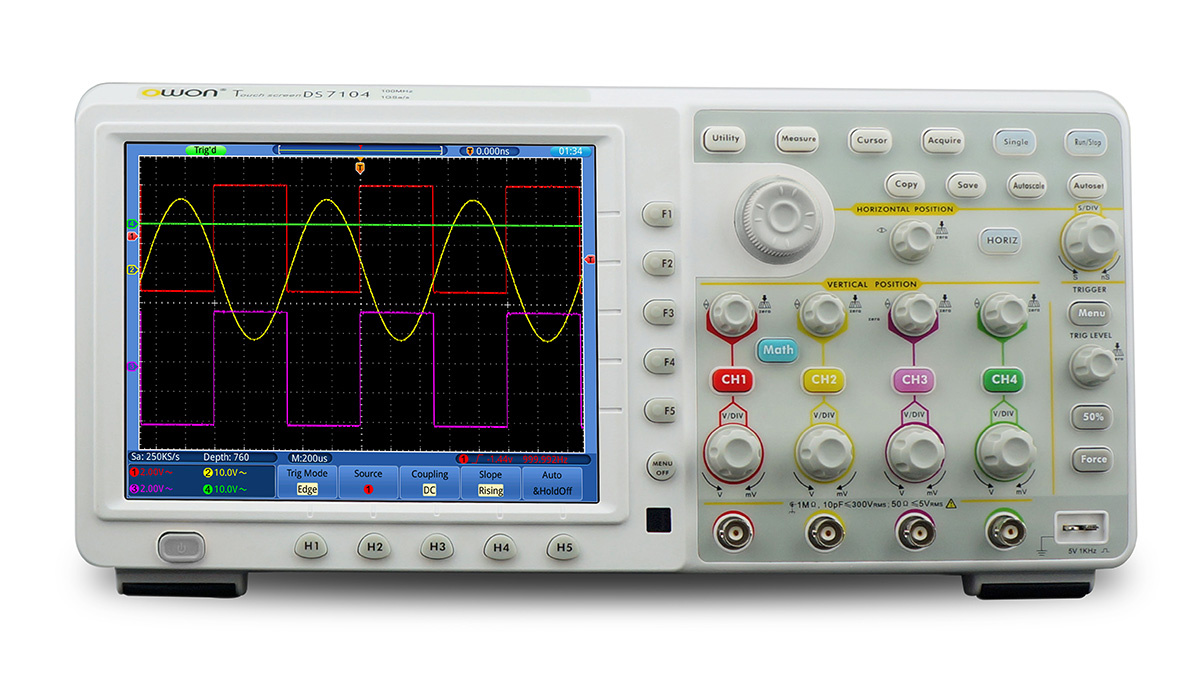 OWON 200MHz 2GS/s Touch Screen Portable Oscilloscope (TDS8204)