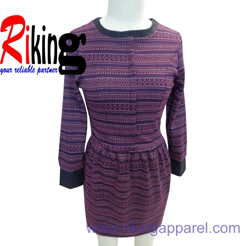 Fashion Ladies Garment Jacquard PU Dress