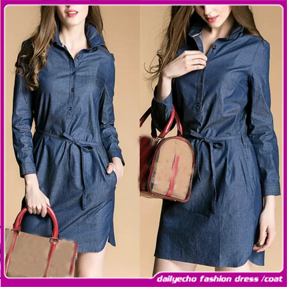 2015 Fashion and Cute in Sotck Supply Popular Design Thin Coat Dress with Famous Brand in High Quality (D011-F4790)