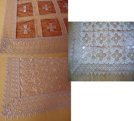 Heavy Emb Tablecloth/Placemat with Lace