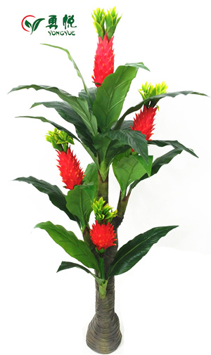 Yongyue 0823 Hot Sale 5.58 Ft 21 Foliages 4 Flowers Artificial Pineapple Flower Bonsai for Wholesale