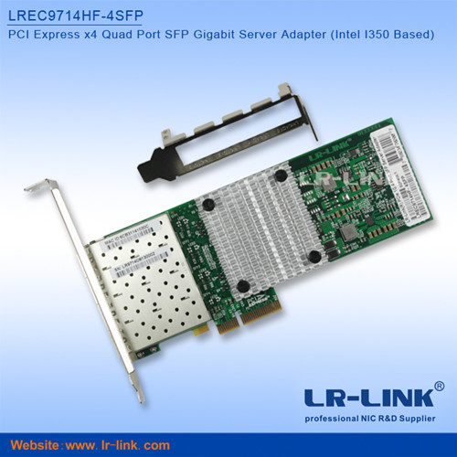 PCI Express X4 Quad 4 Port SFP Gigabit Server Network Adapter LAN Card (Intel I350 Based)