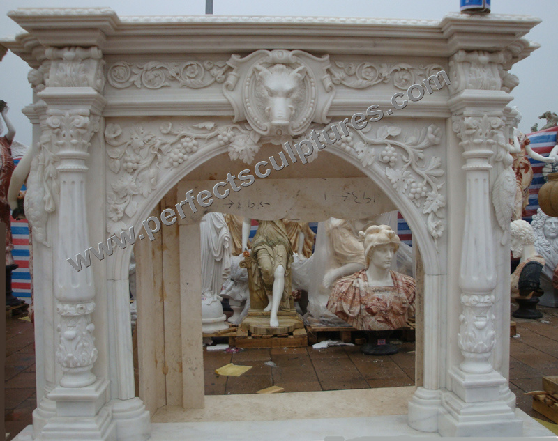 Marble Fireplace for Home Stone Carving (QY-LS388)