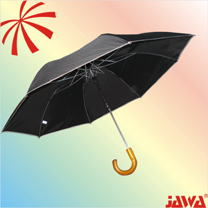 Three Fold Hook Handle Solid Color Umbrella