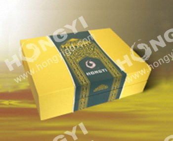 Yellow/Green Cardboard Gold-Hotstamping Gift Box for Perfume Packaging (HYG009)