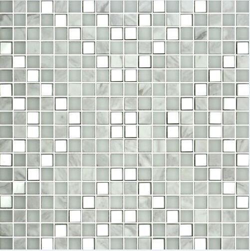 2015 Unique Pattern Glass Marble Mosaic Tile Mixed with Stainless Steel (PTN2012)