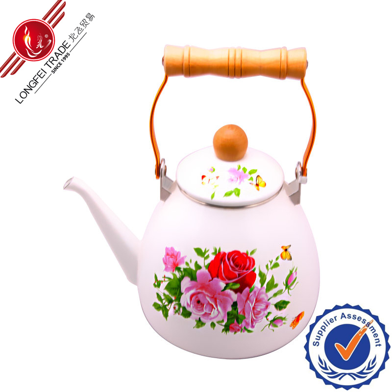 Ceramic Enamel Kettle with Bakelite Handle/Teapot