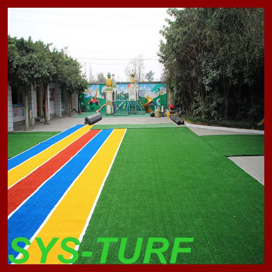 Rainbow Grass Artificial Turf for Kindergarten Flooring