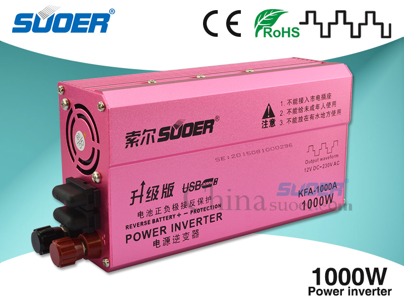 Suoer External Fuse 12V Modified Sine Wave 1000W Power Inverter (KFA-1000A)