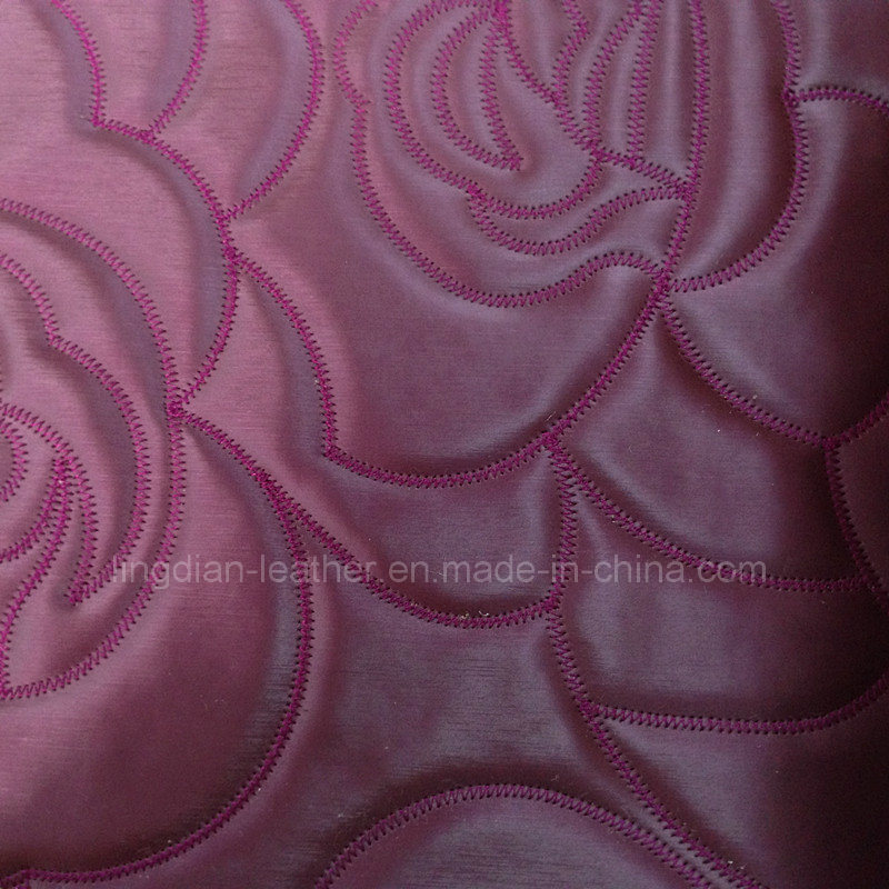 Purple Rose PVC Furniture Leather for Bed Mattress (X1-11)